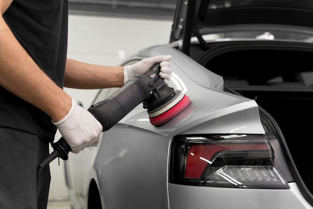 Close up detailing car care process