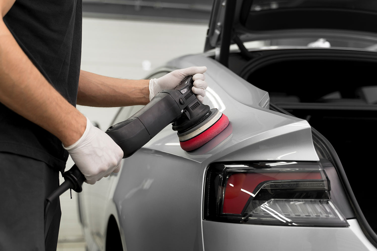 Close up detailing car care process