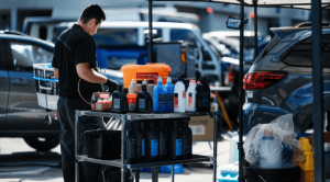 man preparing workshop supplies