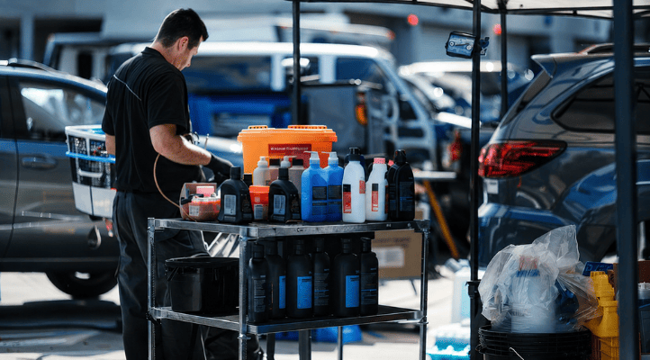 man preparing workshop supplies