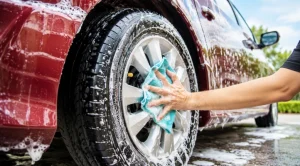 low-water car wash system using microfibre cloth for professional vehicle cleaning